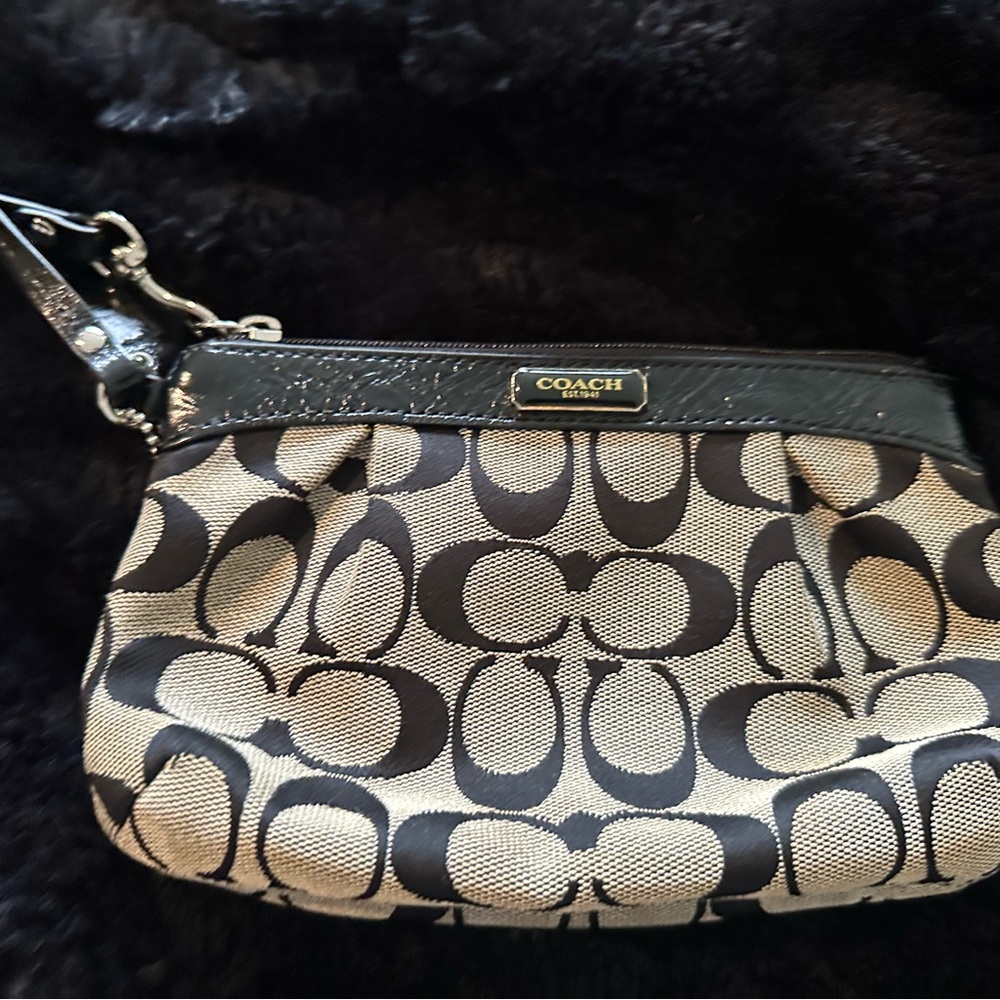 Coach Black and Tan Signature Clutch